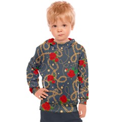 Golden Chain Pattern Rose Flower 2 Kids  Hooded Pullover by designsbymallika