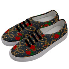 Golden Chain Pattern Rose Flower 2 Men s Classic Low Top Sneakers by designsbymallika