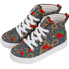 Golden Chain Pattern Rose Flower 2 Kids  Hi-top Skate Sneakers by designsbymallika