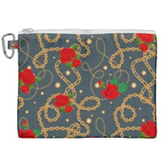 Golden Chain Pattern Rose Flower 2 Canvas Cosmetic Bag (xxl) by designsbymallika