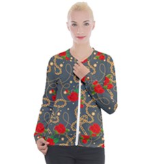 Golden Chain Pattern Rose Flower 2 Casual Zip Up Jacket by designsbymallika