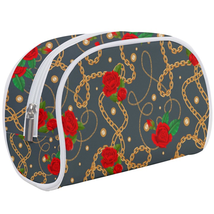 Golden Chain Pattern Rose Flower 2 Makeup Case (Large)