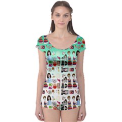 Kawaii Collage Green Ombre Boyleg Leotard  by snowwhitegirl