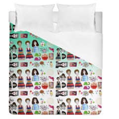 Kawaii Collage Green Ombre Duvet Cover (queen Size) by snowwhitegirl