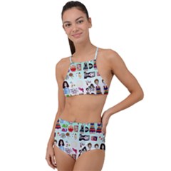 Kawaii Collage Green Ombre High Waist Tankini Set by snowwhitegirl