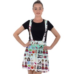 Kawaii Collage Green Ombre Velvet Suspender Skater Skirt by snowwhitegirl