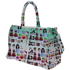 Kawaii Collage Green Ombre Duffel Travel Bag by snowwhitegirl