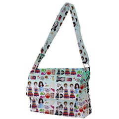 Kawaii Collage Green Ombre Full Print Messenger Bag (l)