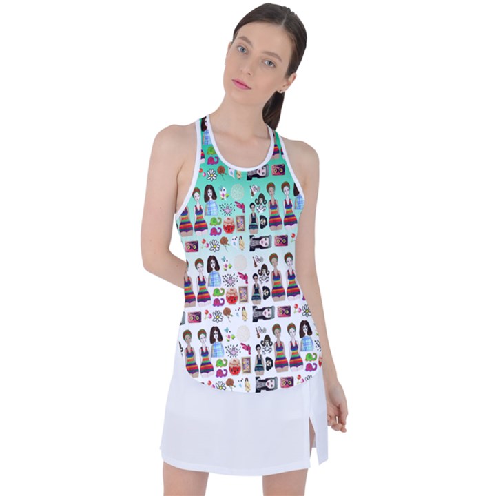 Kawaii Collage Green Ombre Racer Back Mesh Tank Top