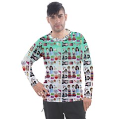 Kawaii Collage Green Ombre Men s Pique Long Sleeve Tee