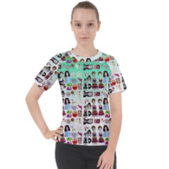 Kawaii Collage Green Ombre Women s Sport Raglan Tee