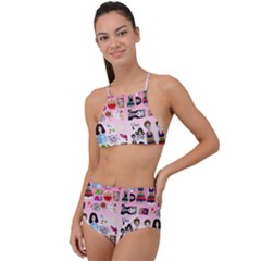 Kawaii Collage Pink Ombre High Waist Tankini Set by snowwhitegirl