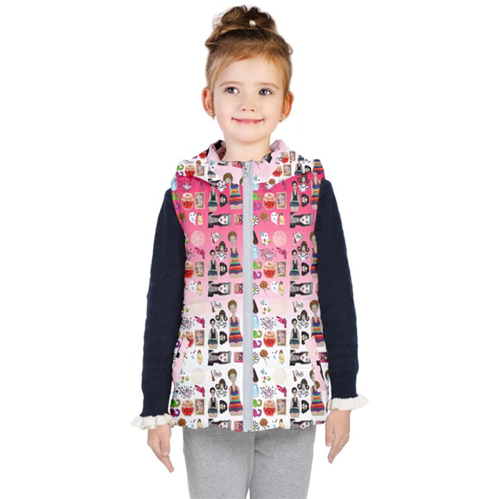 Kawaii Collage Pink Ombre Kids  Hooded Puffer Vest