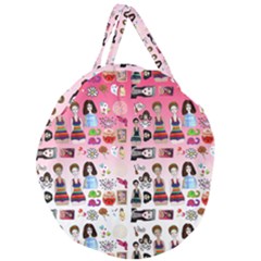 Kawaii Collage Pink Ombre Giant Round Zipper Tote by snowwhitegirl