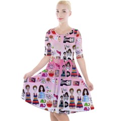 Kawaii Collage Pink Ombre Quarter Sleeve A-line Dress by snowwhitegirl