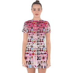 Kawaii Collage Pink Ombre Drop Hem Mini Chiffon Dress by snowwhitegirl