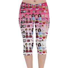 Kawaii Collage Pink Ombre Velvet Capri Leggings  by snowwhitegirl