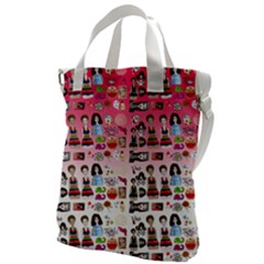 Kawaii Collage Pink Ombre Canvas Messenger Bag