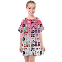 Kawaii Collage Pink Ombre Kids  One Piece Chiffon Dress by snowwhitegirl