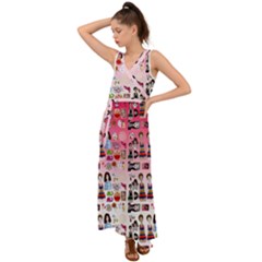 Kawaii Collage Pink Ombre V-neck Chiffon Maxi Dress by snowwhitegirl