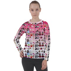 Kawaii Collage Pink Ombre Women s Long Sleeve Raglan Tee