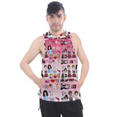 Kawaii Collage Pink Ombre Men s Sleeveless Hoodie