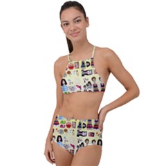 Kawaii Collage Yellow  Ombre High Waist Tankini Set by snowwhitegirl