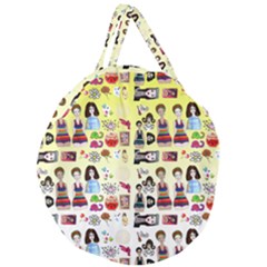 Kawaii Collage Yellow  Ombre Giant Round Zipper Tote by snowwhitegirl