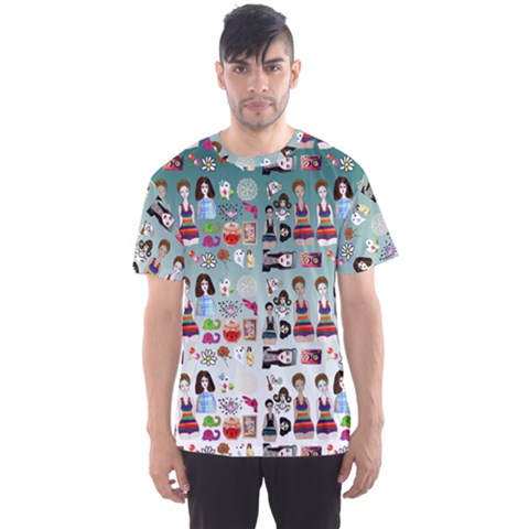 Kawaii Collage Teal  Ombre Men s Sport Mesh Tee by snowwhitegirl