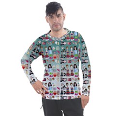 Kawaii Collage Teal  Ombre Men s Pique Long Sleeve Tee