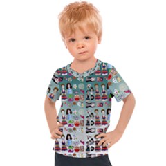 Kawaii Collage Teal  Ombre Kids  Sports Tee