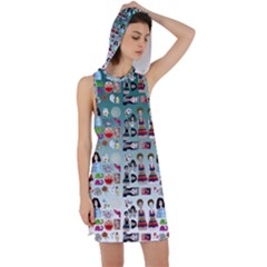 Kawaii Collage Teal  Ombre Racer Back Hoodie Dress by snowwhitegirl