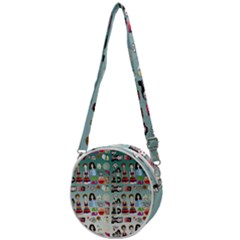 Kawaii Collage Teal  Ombre Crossbody Circle Bag by snowwhitegirl