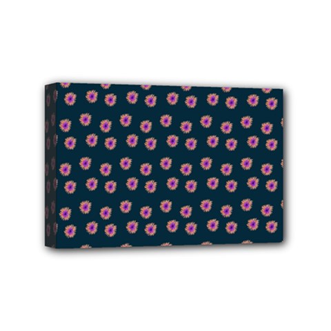 Peach Purple Daisy Flower Teal Mini Canvas 6  x 4  (Stretched)