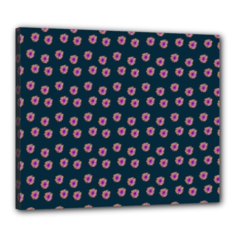 Peach Purple Daisy Flower Teal Canvas 24  x 20  (Stretched)