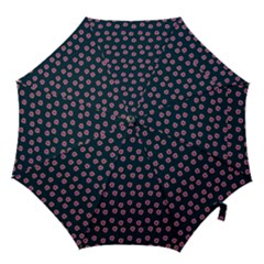 Peach Purple Daisy Flower Teal Hook Handle Umbrellas (Small)