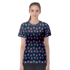 Peach Purple Daisy Flower Teal Women s Sport Mesh Tee