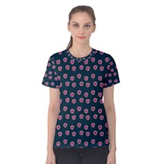 Peach Purple Daisy Flower Teal Women s Cotton Tee