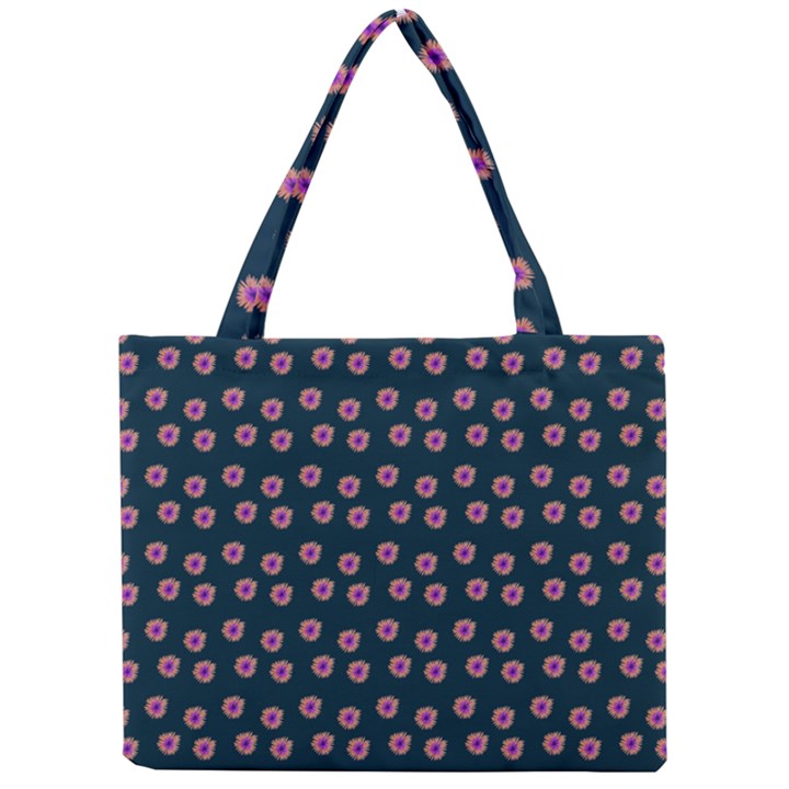 Peach Purple Daisy Flower Teal Mini Tote Bag