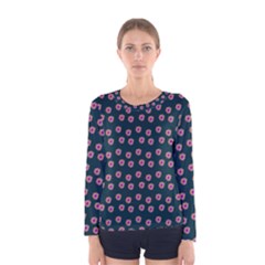 Peach Purple Daisy Flower Teal Women s Long Sleeve Tee