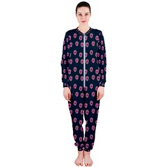 Peach Purple Daisy Flower Teal OnePiece Jumpsuit (Ladies) 