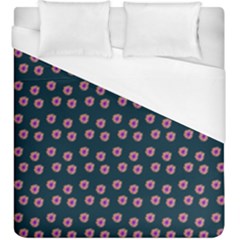 Peach Purple Daisy Flower Teal Duvet Cover (King Size)