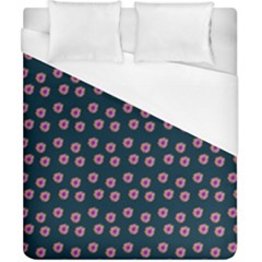 Peach Purple Daisy Flower Teal Duvet Cover (California King Size)