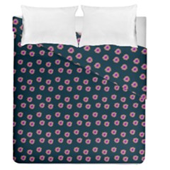 Peach Purple Daisy Flower Teal Duvet Cover Double Side (Queen Size)