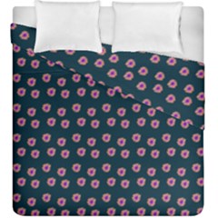 Peach Purple Daisy Flower Teal Duvet Cover Double Side (King Size)