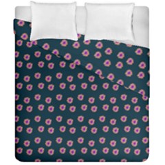 Peach Purple Daisy Flower Teal Duvet Cover Double Side (California King Size)