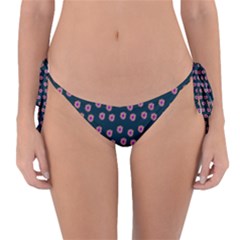 Peach Purple Daisy Flower Teal Reversible Bikini Bottom