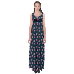 Peach Purple Daisy Flower Teal Empire Waist Maxi Dress