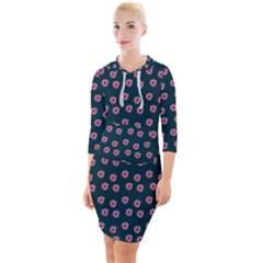 Peach Purple Daisy Flower Teal Quarter Sleeve Hood Bodycon Dress