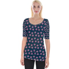 Peach Purple Daisy Flower Teal Wide Neckline Tee